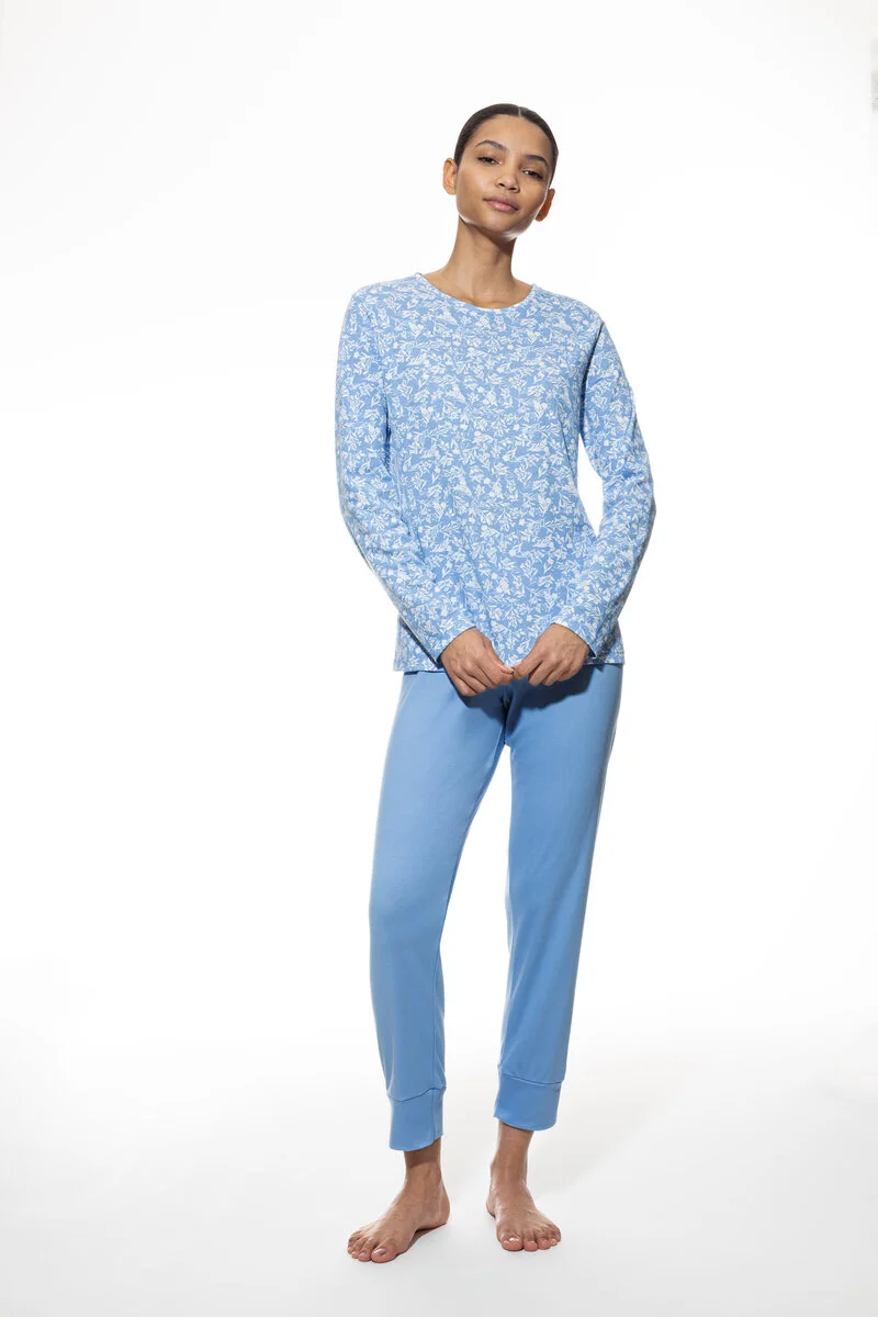 pyjama 7/8 length, long sleeve 1240004 1116 blue silk