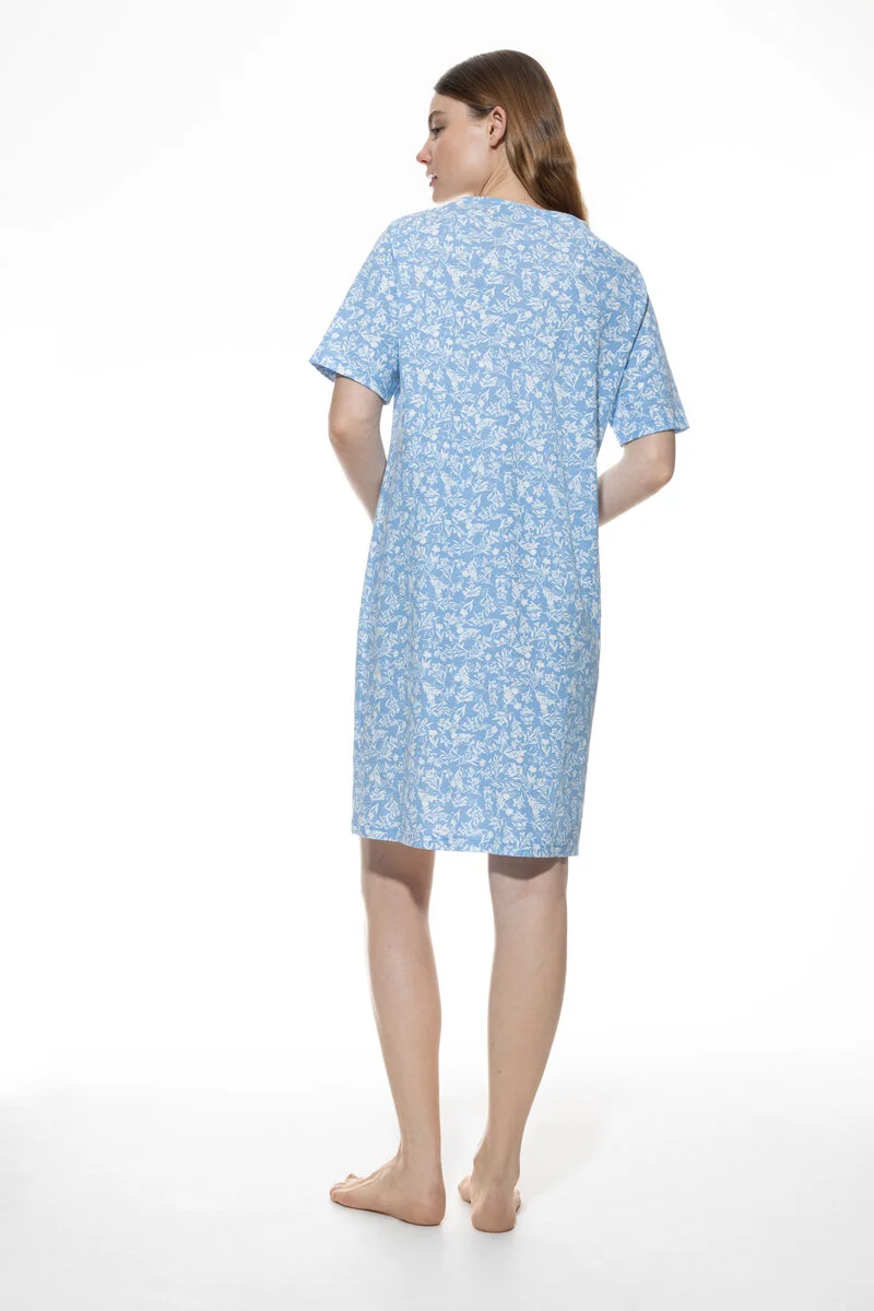 sleepshirt short sleeve 1230003 1116 blue silk